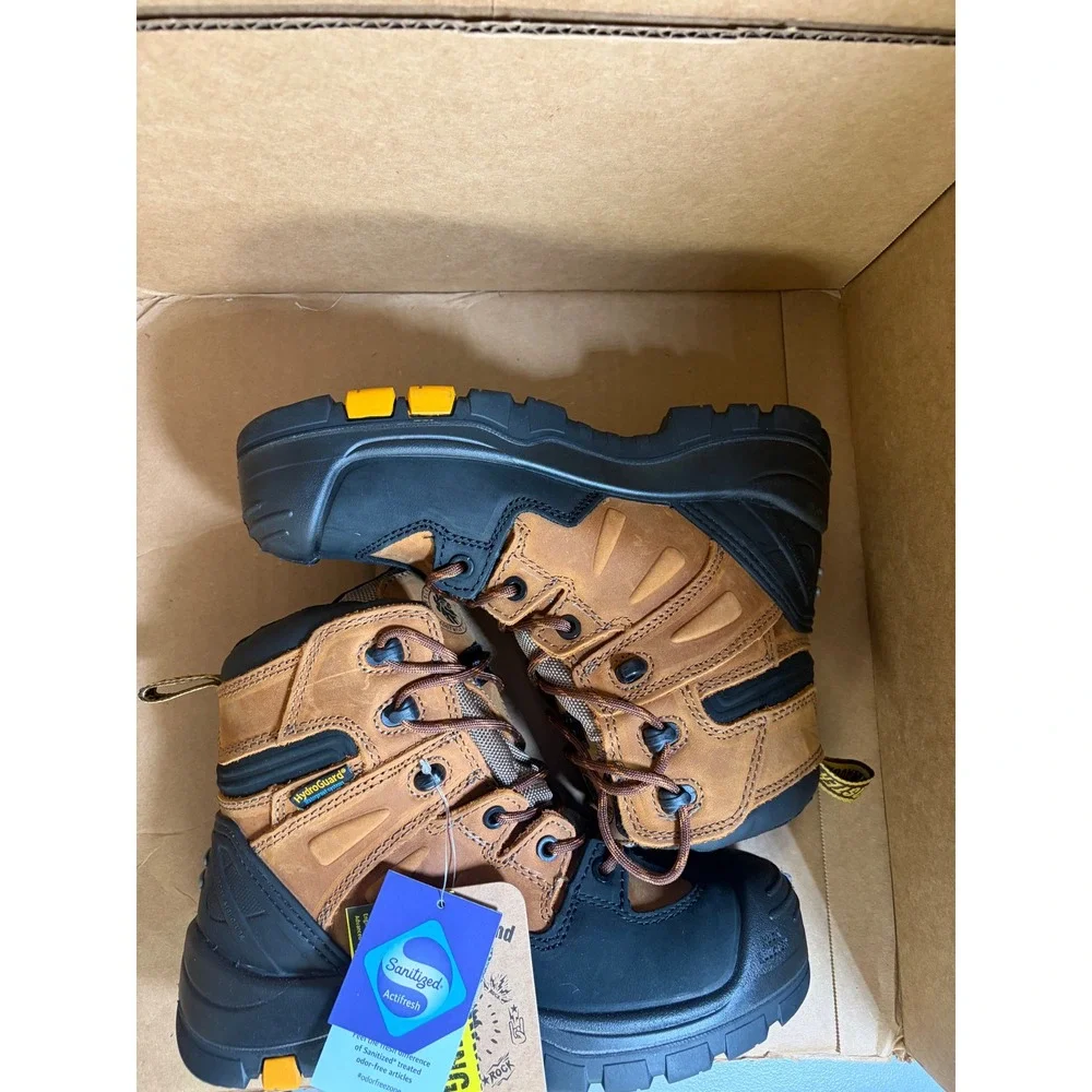 Rockrooster Work Boots Mens Size 7 Brown Waterproof Steel Toe Leather AK669 EH